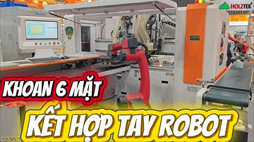 MÁY CNC KHOAN 6 MẶT THAY DAO TỰ ĐỘNG KẾT HỢP TAY GẮP PHÔI ROBOT HT-6SD-M2HA.