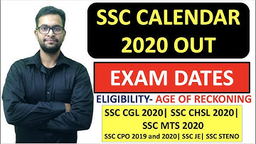 SSC Exam Calendar OUT| Dates of SSC CGL 2020| SSC CHSL 2020| SSC MTS 2020