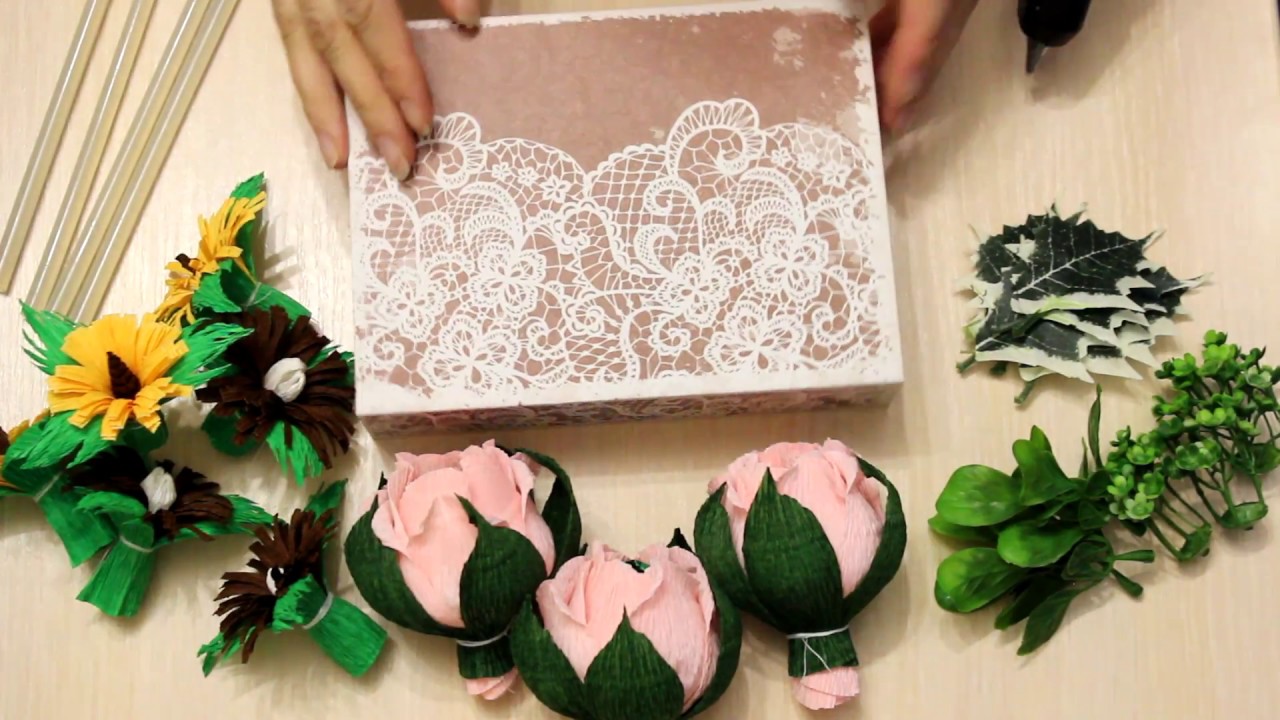 корзина с конфетами на 8 марта самим