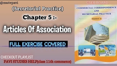 Ch:-5 Articles of Association • Full exercise questions|| SP CC
