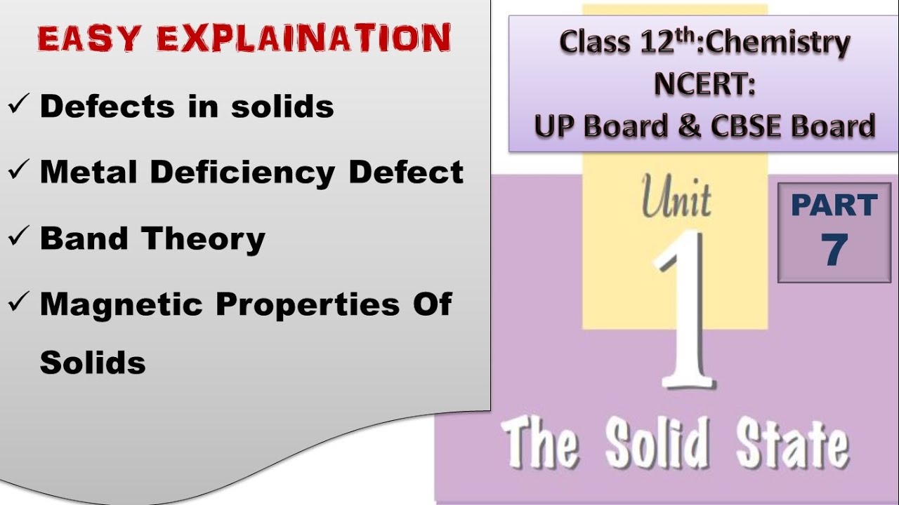 The Solid State Part 7(Last) | Chemistry Class 12 Chapter 1 | UP Board ...