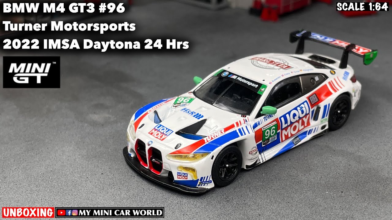 MY MINI CAR WORLD』UNBOXING MINI GT 1/64 BMW M4 GT3 # 96 Turner Motorsports  2023 IMSA Daytona 24 Hrs 