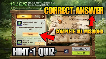 🔴 V4.2 QUIZ EVENT IN PUBG MOBILE ALL MISSIONS COMPLETE | V4.2 QUIZ EVENT HINT 1 ALL CORRECT ANSWERS