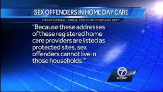 Registered sex offenders living in home day care facilities