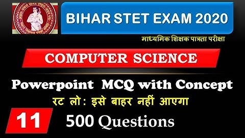 Bihar STET 2020 Based On Beltron Pattern ll PowerPoint 500 Expected Question Computer Science Set 11