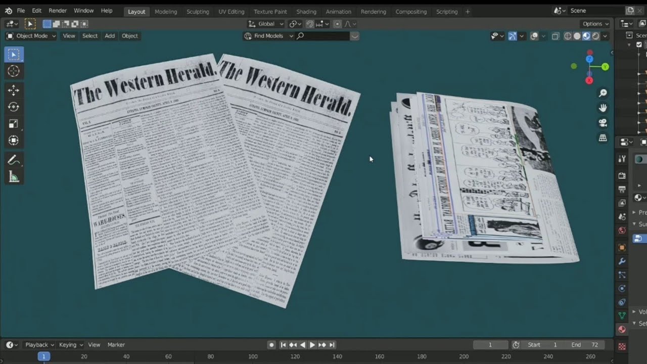 how to make newspaper in blender 2.8/ paper modelling in blender YouTube