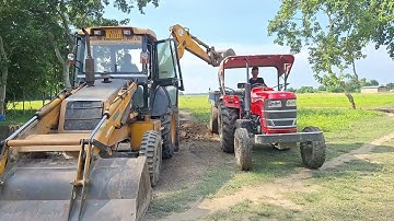 Jcb 3dx eco working with Mahindra sp plus 575 !! Massey Ferguson !! Mahindra yuvo tech plus 575