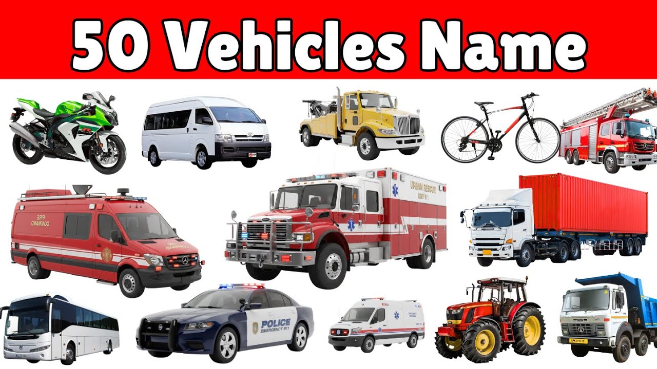 50 названий транспортных средств для детей | Изучаем транспортные средства с помощью картинок