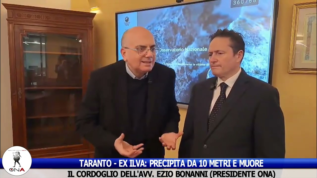 Ex Ilva, precipita da 10 metri e muore. Il cordoglio dell'avv. Ezio Bonanni, presidente ONA