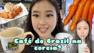 Café do Brasil na coreia?! Mukbang nos cafés,bunsiks comida de rua coreana, café ls coreanos