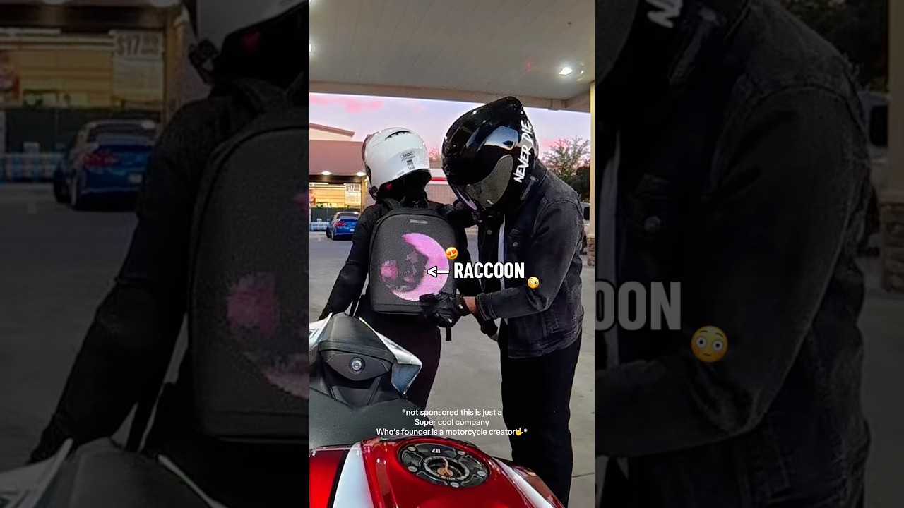 Can you spot when she changed the backpack?🧐 #bikergirl #couplecontent  #shorts #fyp #viral #biker