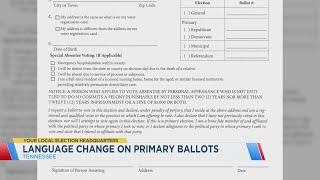 Tennessee voting form includes new text about party affiliation