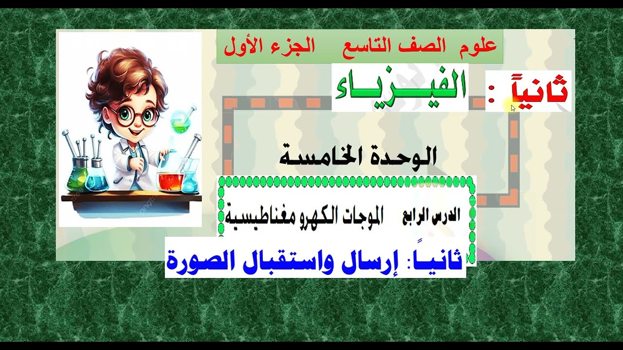 تابع الدرس( 4 )  الإرسال والاستقبال للصور(  التلفاز)    علوم تاسع  -  الوحدة 5