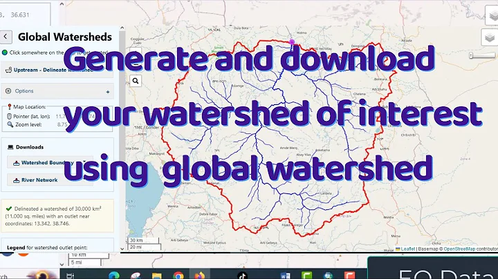 Generate and download your watershed of interest using  global watershed