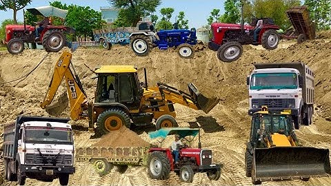 JCB 3dx Backhoe Loading Mud in Mahindra 475 JCB miti khudai work JCB loading mud #jcb #jcbvideo