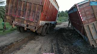 Too Risky Driving - Passing Trucks Near The 12 Wheeler 3118 Stranded Truck - Dangerous Indian Road.