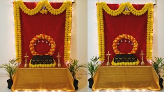 Simple & Easy Ganesh chaturthi Backdrop Decoration Ideas /last minute "Ram Aayenge "puja set up