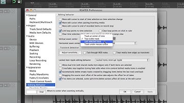 Editing Behavior Preferences in REAPER - Part 3 - Vertical and Horizontal Zoom Centers