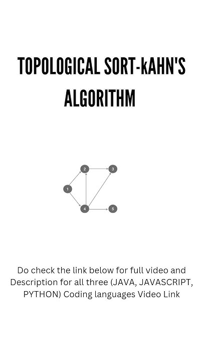 Kahn's Algorithm: Topological Sort Made Easy - YouTube
