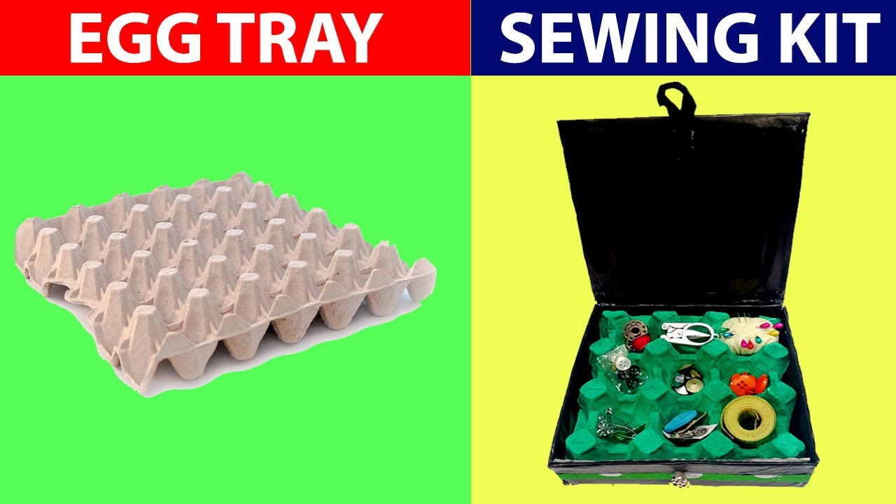 How to Reuse Egg Tray How to Make Sewing Kit DIY Recycling Idea