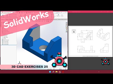 SolidWorks | 3D CAD EXERCISES 25 | StudyCadCam | Solution Tutorial |