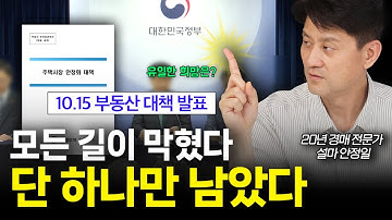 10.15 부동산대책! 이제 대출도 막히고, 거래도 막히고. 딱 한길만 열려있네요