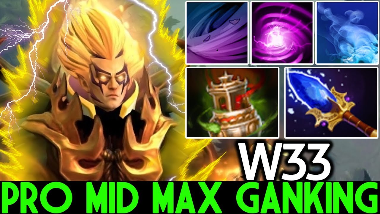 W33 [Invoker] When Pro Mid Max Ganking is Nightmare 7.22 Dota 2