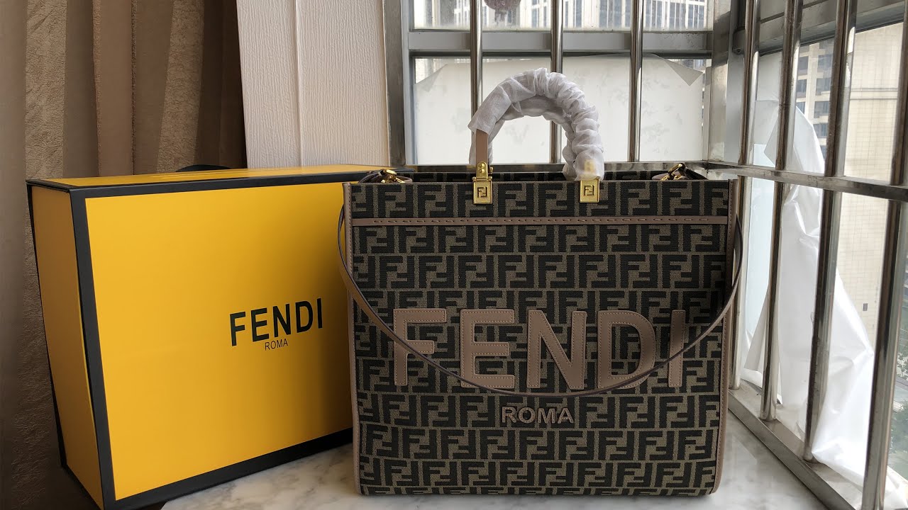 Fendi Sunshine Large Brown FF Jacquard Fabric Shopper Brown Review