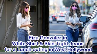 Eiza Gonzalez in White Shirt & Skin-Tight Jeans for a Lunch outing in West Hollywood