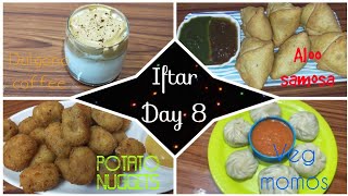 Day 8 iftar menu| Ramadan/Ramzan special recipes|Aloo samosa,Potato nuggets,Dalgona coffee,Veg momos