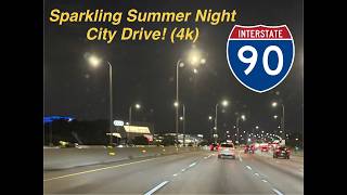 4K Night Drive! Chicago To Suburbs on I-90