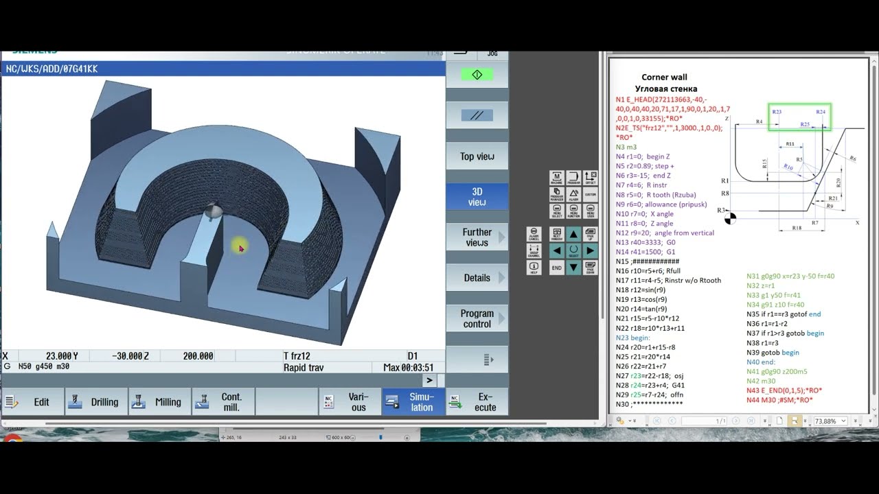 011 Sinumerik Macro. Angle milling. CNC practicum.