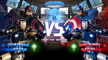Black Captain America & Iron Man VS Blue Captain America & Iron Man - Marvel vs Capcom Infinite