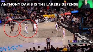 ANTHONY DAVIS is the entire LAKERS defense by himself