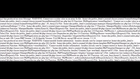 WARNING: Cannot use a scalar value as an array in JournalSettingsDAO.inc.php