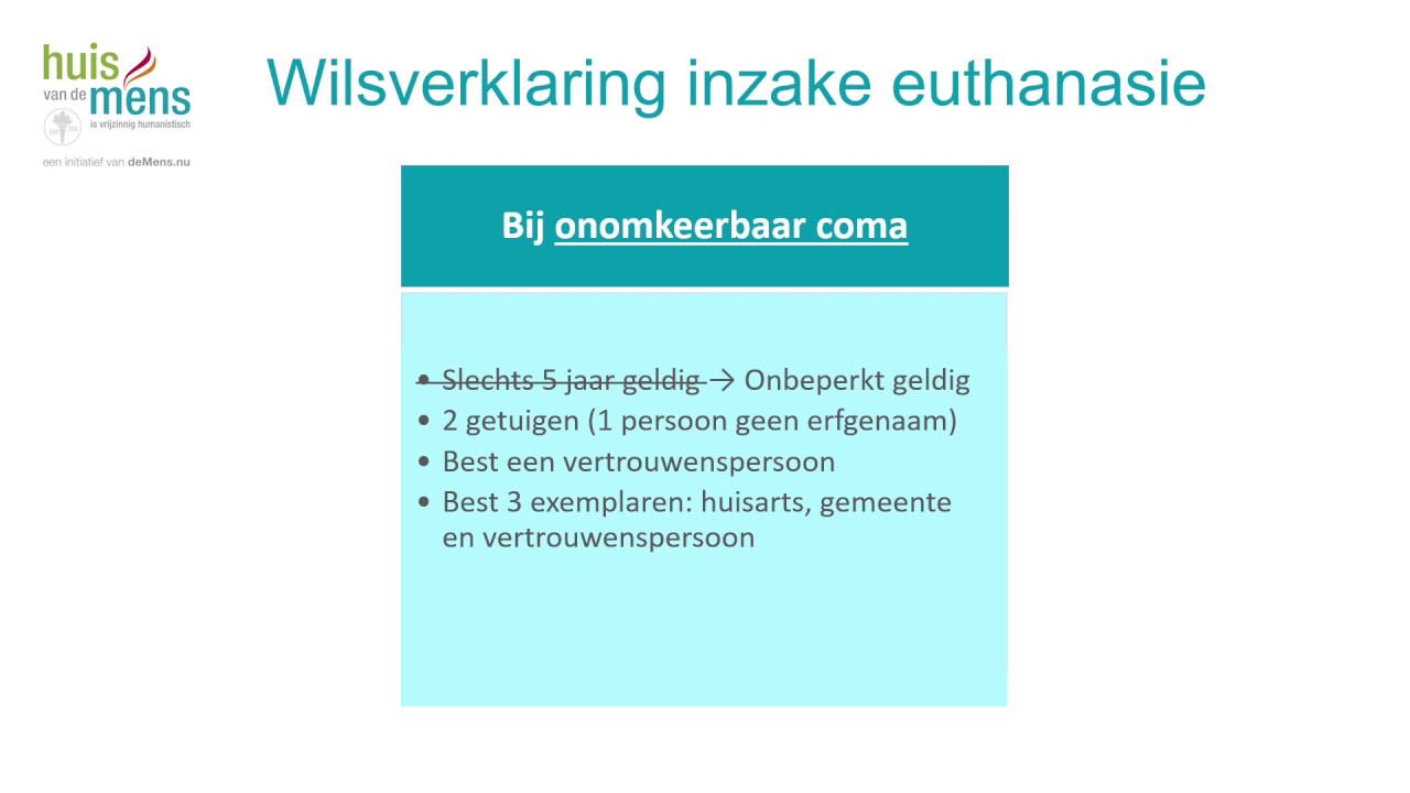 Wilsverklaring euthanasie  YouTube