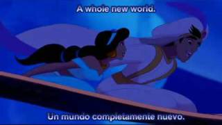 Video thumbnail of "Aladdin - A Whole New World - Español - HQ Subtitled Songs Lyrics Letra - Disney Music"