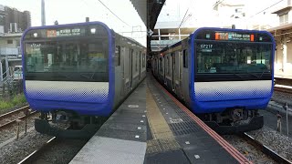 E235系1000番台J-08編成+F-24編成 快速大船行き 東千葉駅通過シーン