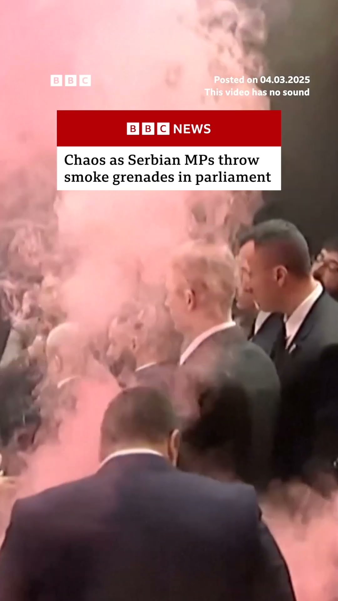 MPs launch smoke grenades inside Serbian parliament during protests. #Serbia #BBCNews