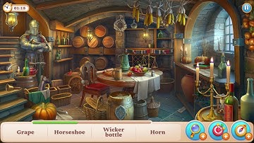 Manor Matters hidden objects #27 Wine Cellar - failed in Wicker bottle, Grape, Horseshoe and shield