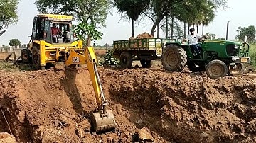 JCB 3dx Backhole loading mud in John Deere tractor video Part-12 || JCB LOADING VIDEO || SRIKANTH PS