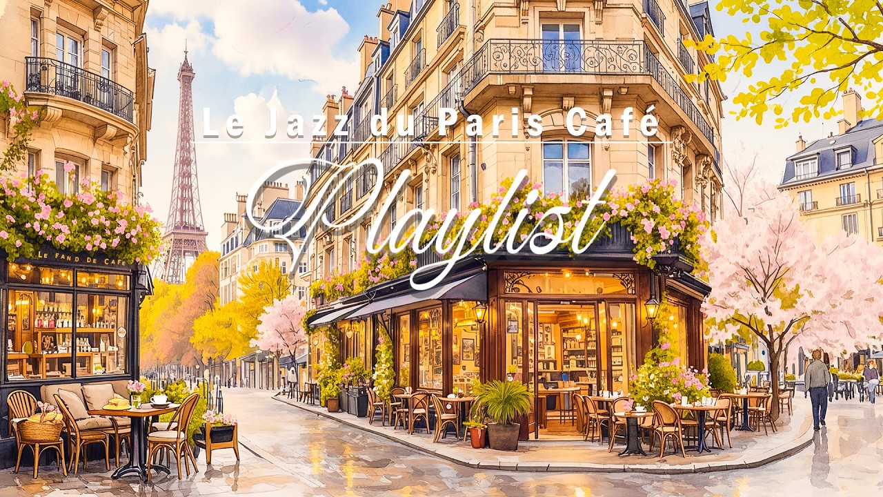 Paris Café Valentine 💖 Soft Jazz in Spring | Romantic French Café Ambience