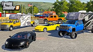 MILLIONAIRES GO LUXURY CAMPING! ($500,000 CAMPER/TRUCK BUILD) | FARMING SIMULATOR 2019