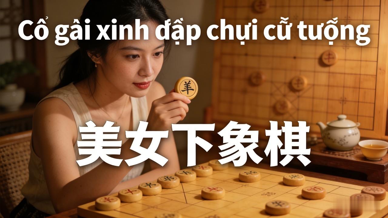室内象棋局！美女坐在小方凳上下棋，身姿轻巧，棋路却沉稳到压得对手没脾气 #温馨象棋 #美女 PK #室内棋战 #象棋技巧 #反差对决