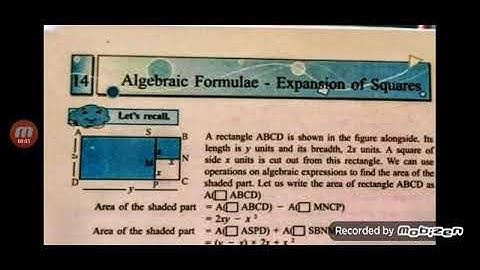 7th Maths p.s 51 ch 14 Algebraic Formulae-Expansion of Squares