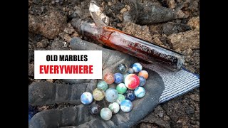 Prospecting Vintage Toy Marbles on a Dump - Bottle Digging - Trash Picking Antiques -