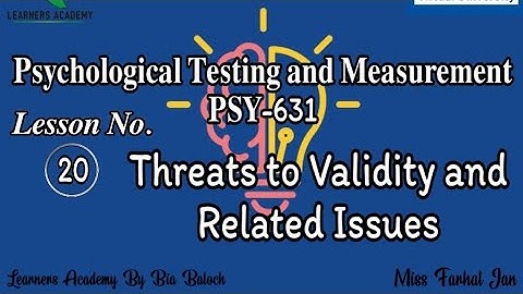 sychological Testing and Measurement (PSY-631)VU [URDU] | Lecture No. 20 | Learners Academy By Bia