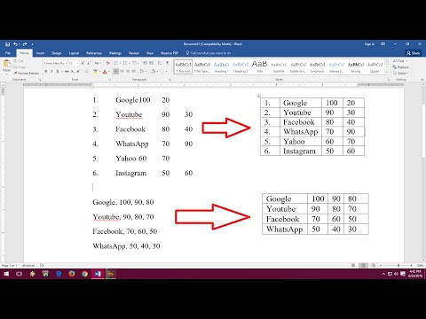Video: Hoe converteer ik tekst naar een tabel in Word?