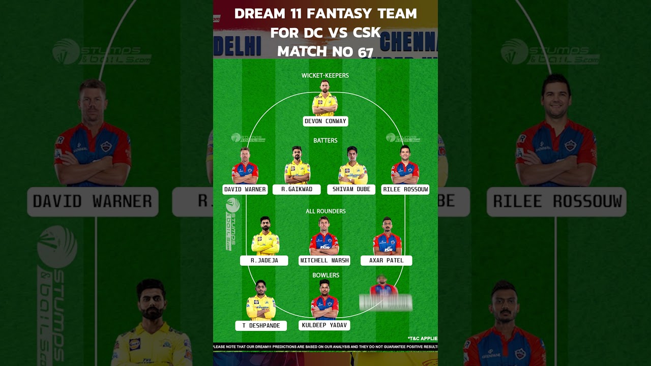 DC vs CSK Dream11 Prediction Today Match - TATA IPL 2023 Match 67|  DC vs CSK Dream11 Team Today
