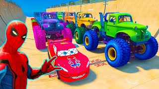 GTA V SPIDERMAN, FNAF, POPPY PLAYTIME CHAPTER 3   Epic New Stunt Race For Car Racing by Trevor